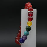 Red Natural Stones 7 Chakra Yoga Stretchable Bracelet