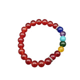 Red Natural Stones 7 Chakra Yoga Stretchable Bracelet