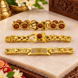 Rudraksha Bracelet with Crystal Beads/ Rakhi Combo Pack of 3