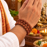 Brown Multiline Rudraksha Stretchable Bracelet