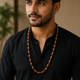 Rudraksha Mala with gold plated 54 beads | Original Natural Rudraksha Necklace for Men & Women