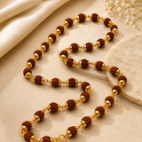 Rudraksha Mala with gold plated 54 beads | Original Natural Rudraksha Necklace for Men & Women