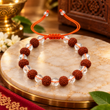 Rudraksha With White Crystal Bracelet