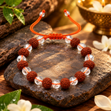 Rudraksha With White Crystal Bracelet