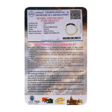 Label of a Sagittarius Rashiphal bracelet with text and QR code on a white background