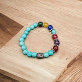 SkyBlue Natural Stones 7 Chakra Yoga Stretchable Bracelet