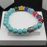 SkyBlue Natural Stones 7 Chakra Yoga Stretchable Bracelet