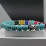 SkyBlue Natural Stones 7 Chakra Yoga Stretchable Bracelet
