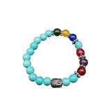SkyBlue Natural Stones 7 Chakra Yoga Stretchable Bracelet