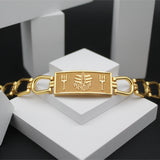 Stylish Trishul Mahakal Gold Ethnic Broad Plate Spiritual Chain Bracelet