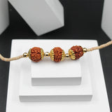 Tulsi Mala with Natural Three Beads (Panchmukhi) Mukhi Rudraksha Chain