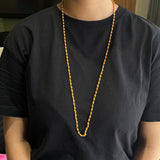 Original Thin Small 108 Beads Rudraksha Long Mala with Gold Cap (2 mm)