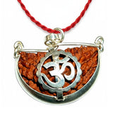 Natural 1 Face Rudraksha For Men Women,Original Lab Certified Brown One Mukhi Nepali Rudraksha With Om Silver Capping Locket,Lord Shiva Half Moon Kaju Dana Rudraksha