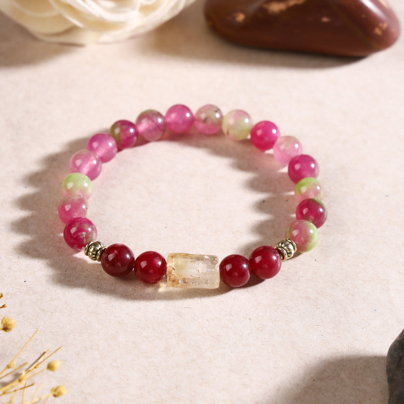 Aries Rashi Bracelet with Red Beads