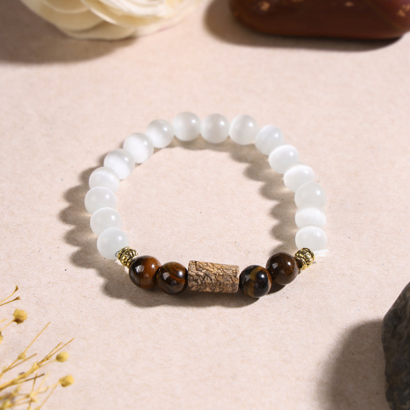 Scorpio Rashi Bracelet with White Beads