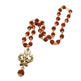 Original Golden OM Mahakal Trishul Damru Locket with Rudraksha Chain Mala for men and women