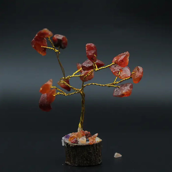 Pack of 12 Crystal Stone Tree With Golden Wire Box (Small Size)