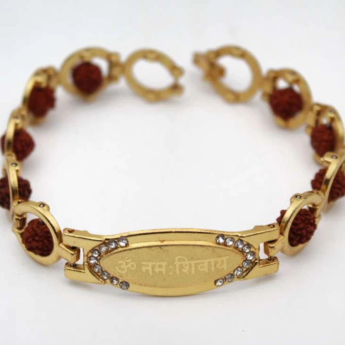 Om Namah Shivay Bracelet with Natural Rudraksha Beads For Men And Women
