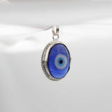 Evil Eye Pendant for Men and Women, Energized Blue Nazar Suraksha Kavach Mini Locket Pendant for Protection, Best Oval Shape Evil Eye Amulet (1 pcs, Without Chain)