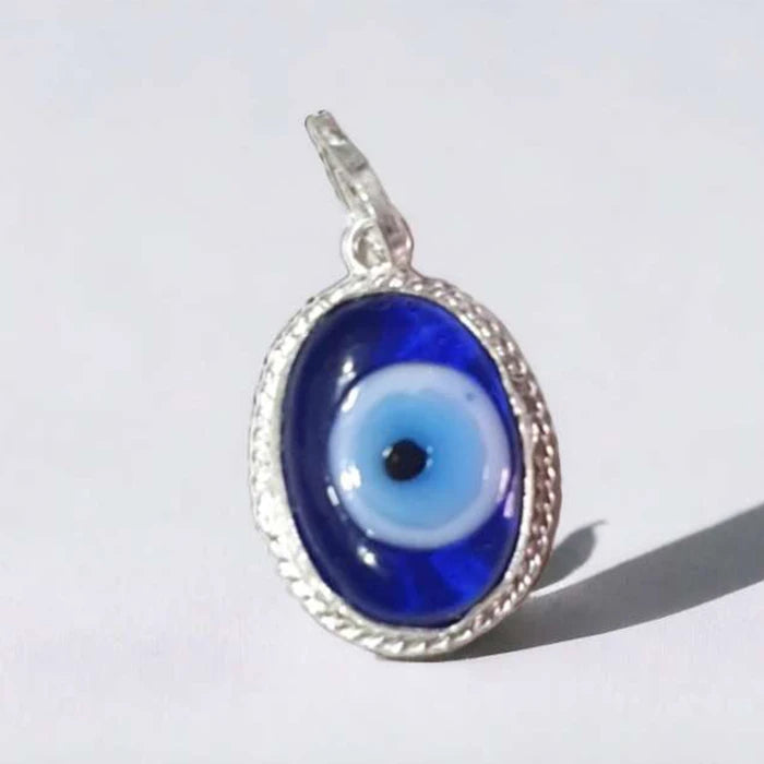 Evil Eye Pendant for Men and Women, Energized Blue Nazar Suraksha Kavach Mini Locket Pendant for Protection, Best Oval Shape Evil Eye Amulet (1 pcs, Without Chain)