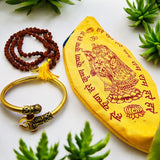 Pack of 3 Combo Natural Gomukhi Mala Jaap Bag Cotton,Om Mahakal Kada Open Kadas Mahadev Gold Bracelet Unisex Cuff Bracelets