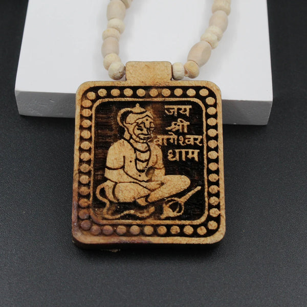 Original Jai Shree Bhageshwar Dham Hanumanji Locket Pure White Tulsi Beads Mala For Men Women