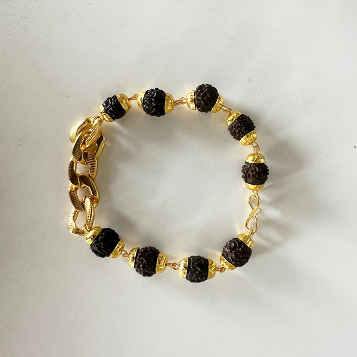 	
gold bracelet with rudraksh