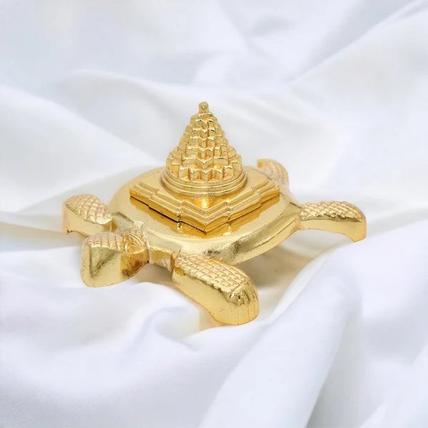 Meru Kachua (Turtle) Gold Plated For Good Luck & Evil Eye Protection | Metal Yantra Gold Plated