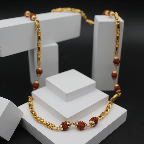 Original Golden Rudraksha Beads Chain for Men and Women