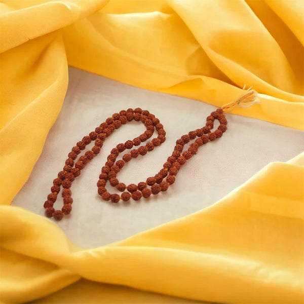 Certified Natural Brown Rudraksha 108 Beads Pooja Mala for Men and Women