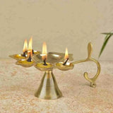 Panch Aarti Diya - Brass Made High Quality | 5 Arti Diya for Puja | 5 Face Brass Diya Pooja Stand for Home &amp; Office