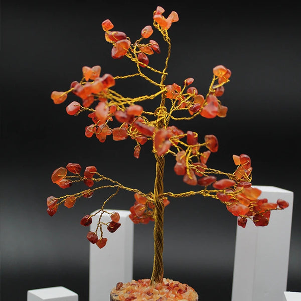 Orange Carnelian Crystal Stone Tree