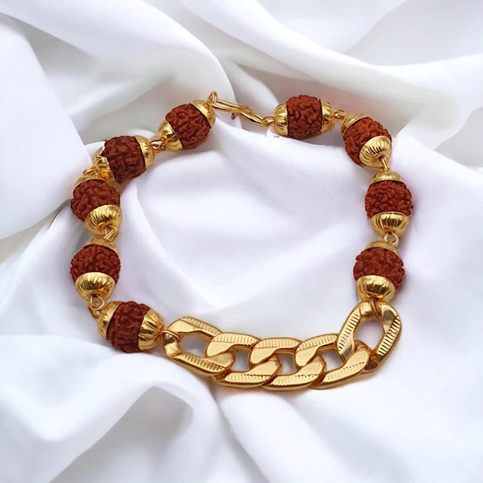 Brown Rudraksha Chain Bracelet Raksha Bandhan Gift for Brother and Sister