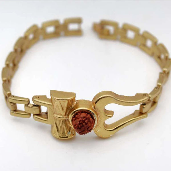 Best Gold Plated OM Damru Trishul Rudraksha hand Bracelet For Men And Women