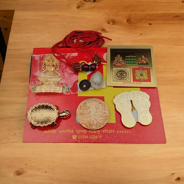 Combo Of Shree Dhan MahaLakshmi Poojan Yantra with Puja Kit