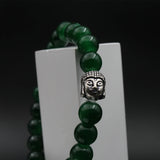 Green Buddha Head Bracelet for Men Women Girls Boys, Natural Gemstone Reiki Feng Shui Healing Crystal Beads, Stretchable Lave Stone Charm Pearl Bracelet Valentine Day Gift