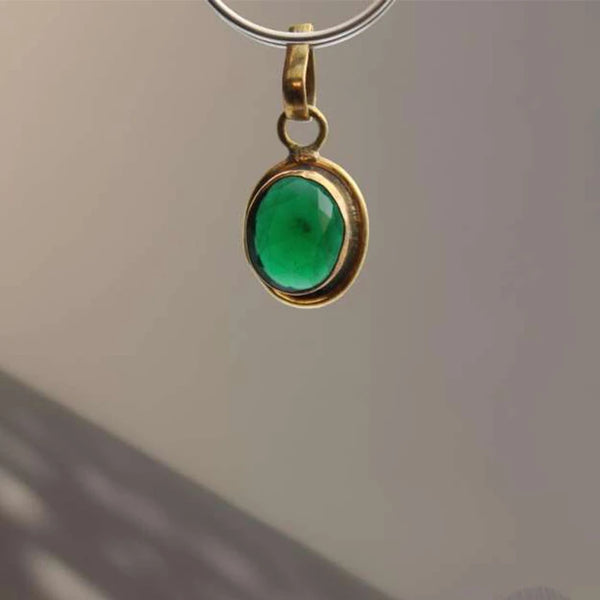 Panna Upratna Pendant/Locket | Small Emerald Ashtdhatu Locket for Men &amp; Women | Semi-Precious Gemstone Pendant