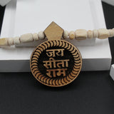 Original Brown Wooden Jai Sita Ram Pendant With Tulsi Kanthi  Mala For Men And Women