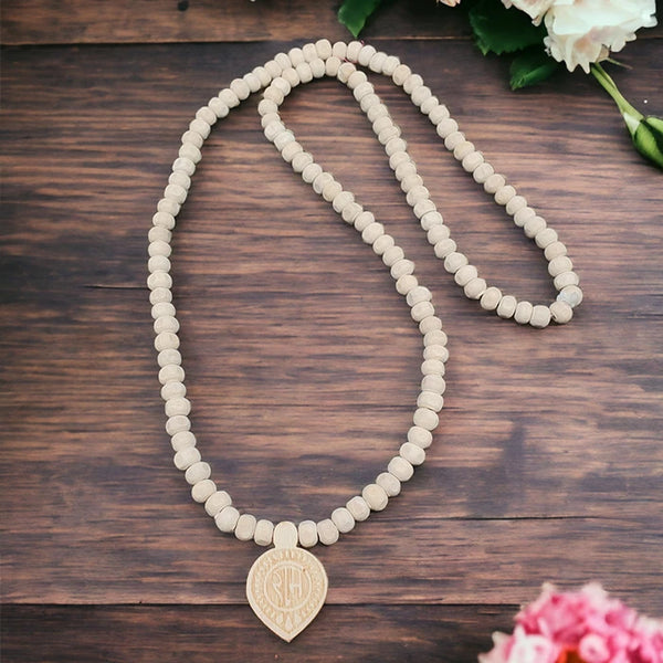 Natural Tulsi Mala With Heart Shape Ramji Name Locket For Men And Women