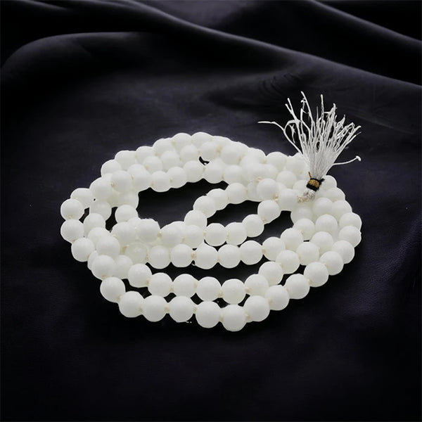 Original Round Shape Sulemani White Stone 108 Beads Hakik Mala For Men And Women