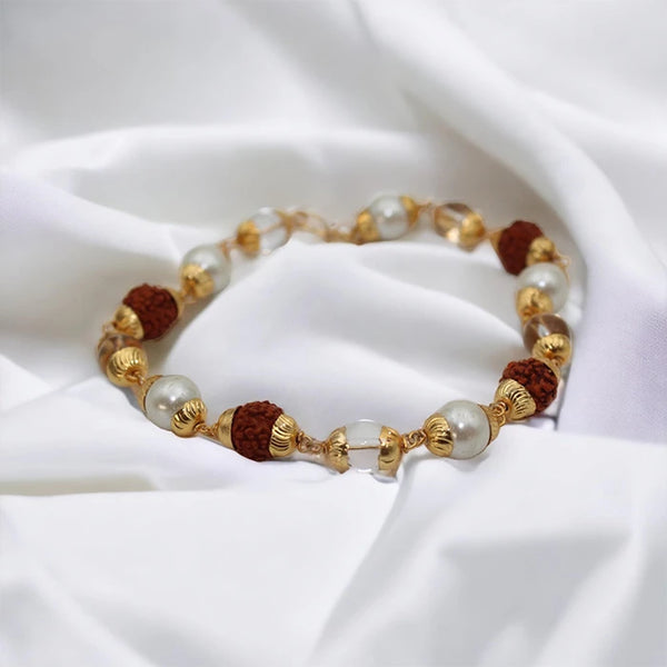 Pearl and Rudraksha Sphatik Crystal Bracelet For Men And Women
