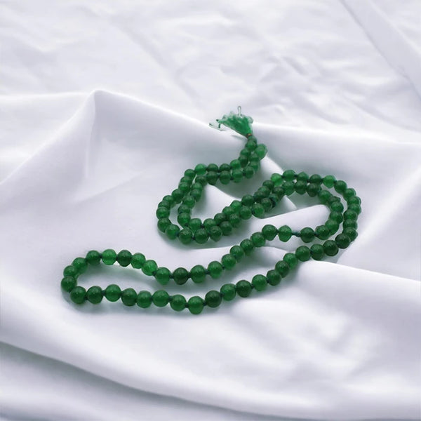 Original Green Hakeek Mala, Best Quality Certified Agate Stone Jaap Mala 108 Beads for Budh, Pure Hakik Mala for Men and Women