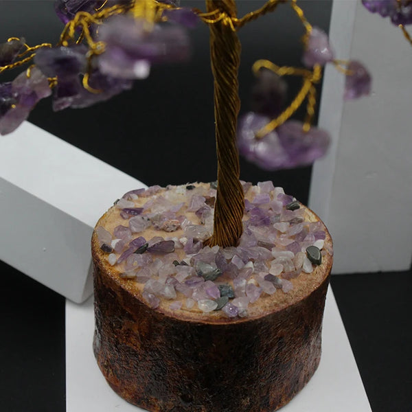 Zaicus Amethyst Stone Tree Crystal for Home Decor, Purple Stone Tree 7 Chakra 500 Bits, Small Size Gem Stone Tree for Vastu, Natural Citrine Tree for Reiki Healing