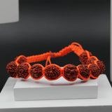 Handmade Orange Thread Breaded Rudraksha Bracelet for Men and Women, Stretchable Rudraksha Hand Wrist Band Daily Fashion Wear Yoga Meditation Cuff Band