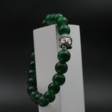 Green Buddha Head Bracelet for Men Women Girls Boys, Natural Gemstone Reiki Feng Shui Healing Crystal Beads, Stretchable Lave Stone Charm Pearl Bracelet Valentine Day Gift