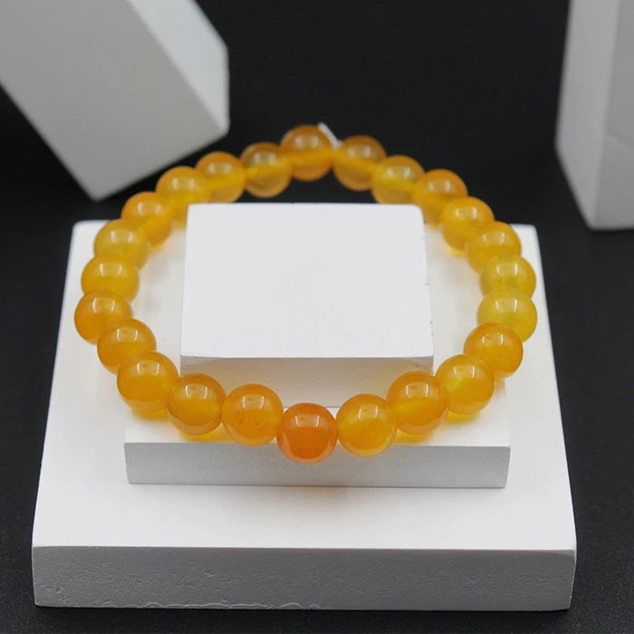 Yellow Aesthetic Bracelet for Men, Stone Bracelets for Women Fashion, Natural Reiki Feng-Shui Healing Crystal Gem Stone Triple Protection Beads Cuff Band for Boys Girls Couple Best Friend