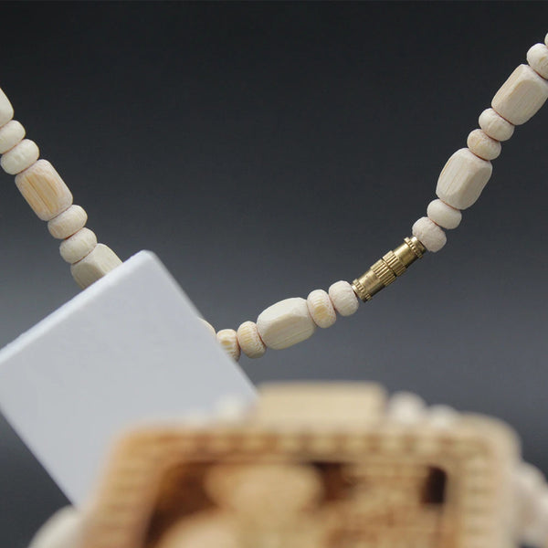 Jai Shree Bhageshwar Dham Pure Wooden Carving White Beads Tulsi Mala For Men Women