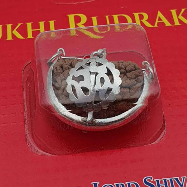 Natural 1 Face Rudraksha For Men Women,Original Lab Certified Brown One Mukhi Nepali Rudraksha With Om Silver Capping Locket,Lord Shiva Half Moon Kaju Dana Rudraksha