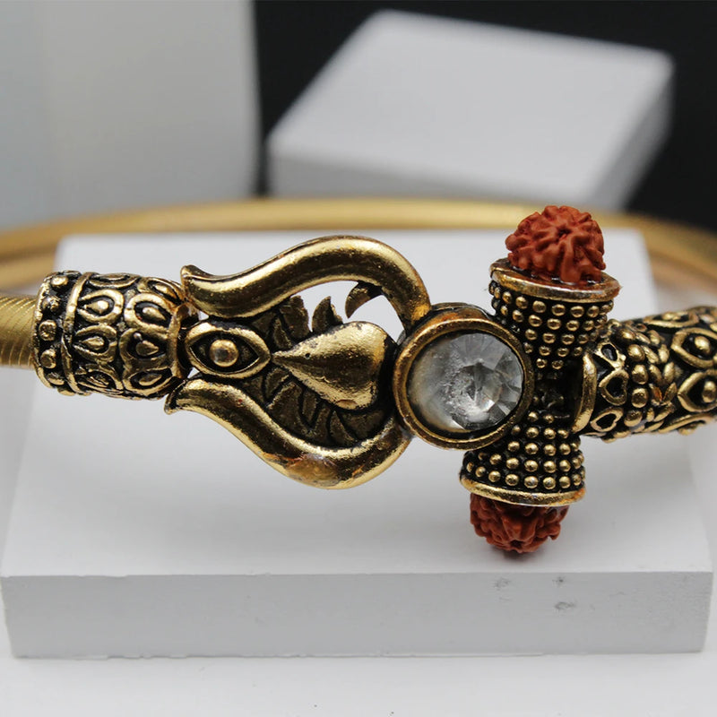 Just In Jewellery Shiva Rudraksh Trishul Golden Bracelet Rakhi Adjustable  for Boys/ Girls