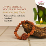 Natural Five Mukhi Rudraksha Stretchable Bracelet